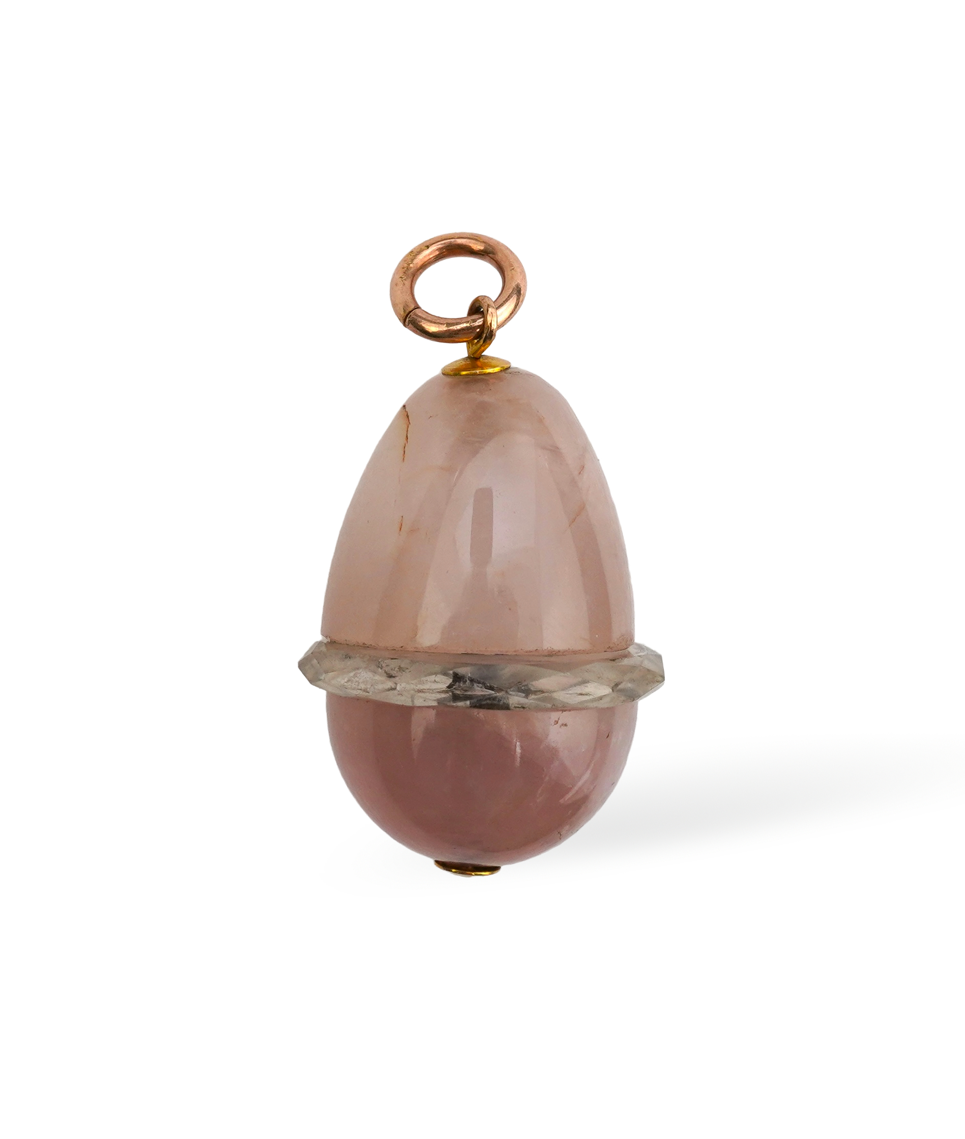 A rose quartz and rock crystal pendant, early 20th century